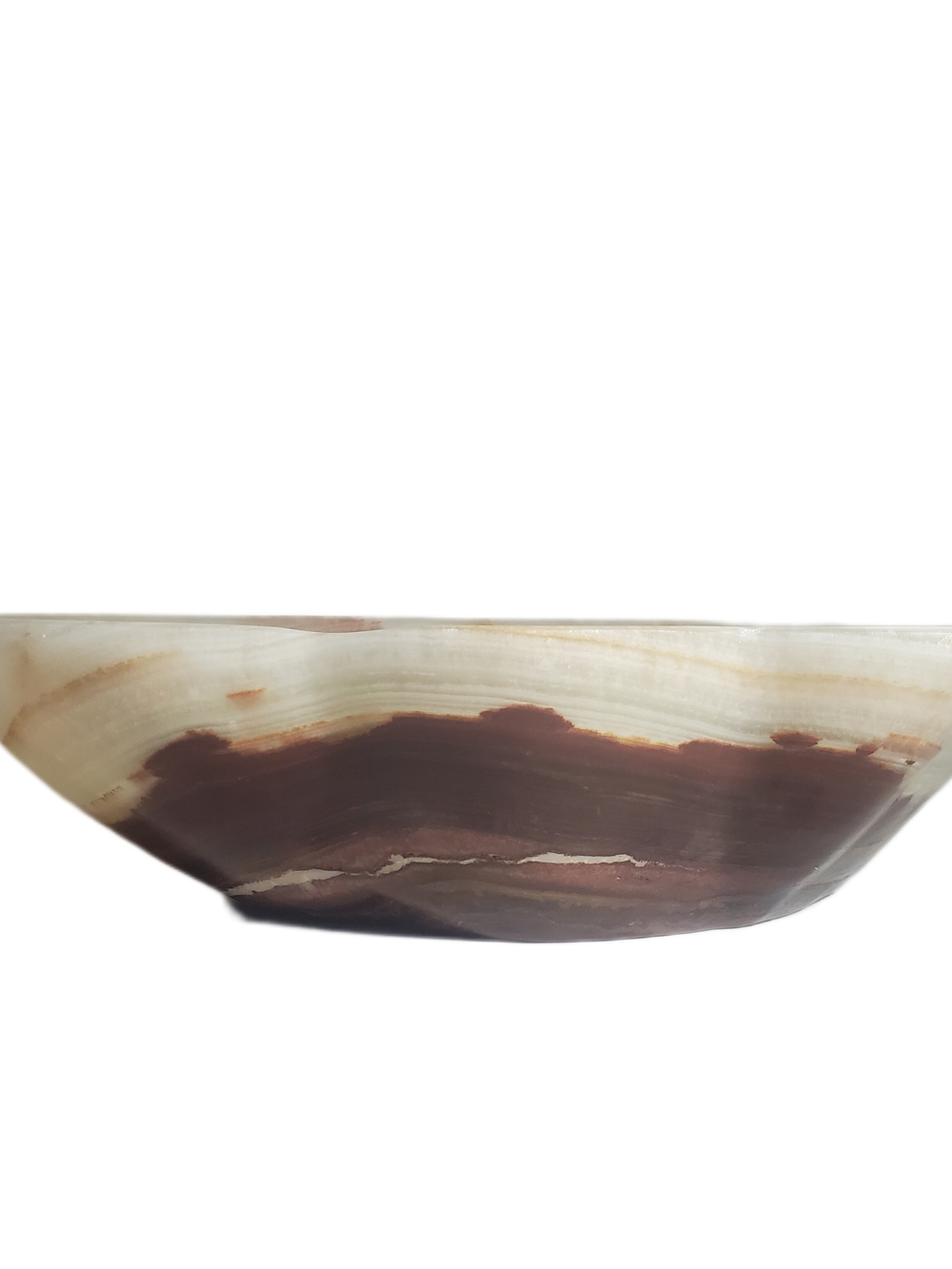Handcrafted Onyx Polished Decorative Bowl in Cream & Brown Natural Banding - Picture 3 of 16